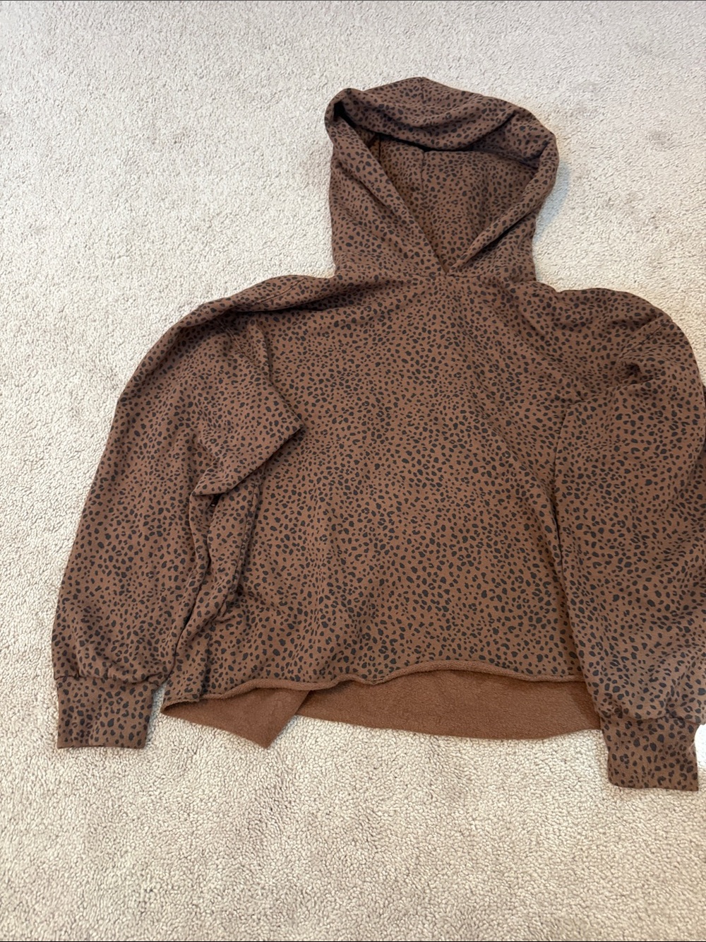 Abercrombie & Fitch Tan and Black Leopard Print Pullover Hoodie